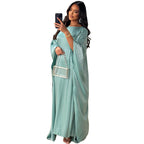 Shiny Satin Belted Maxi Dress