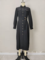 Black Button-Front Shirt Dress