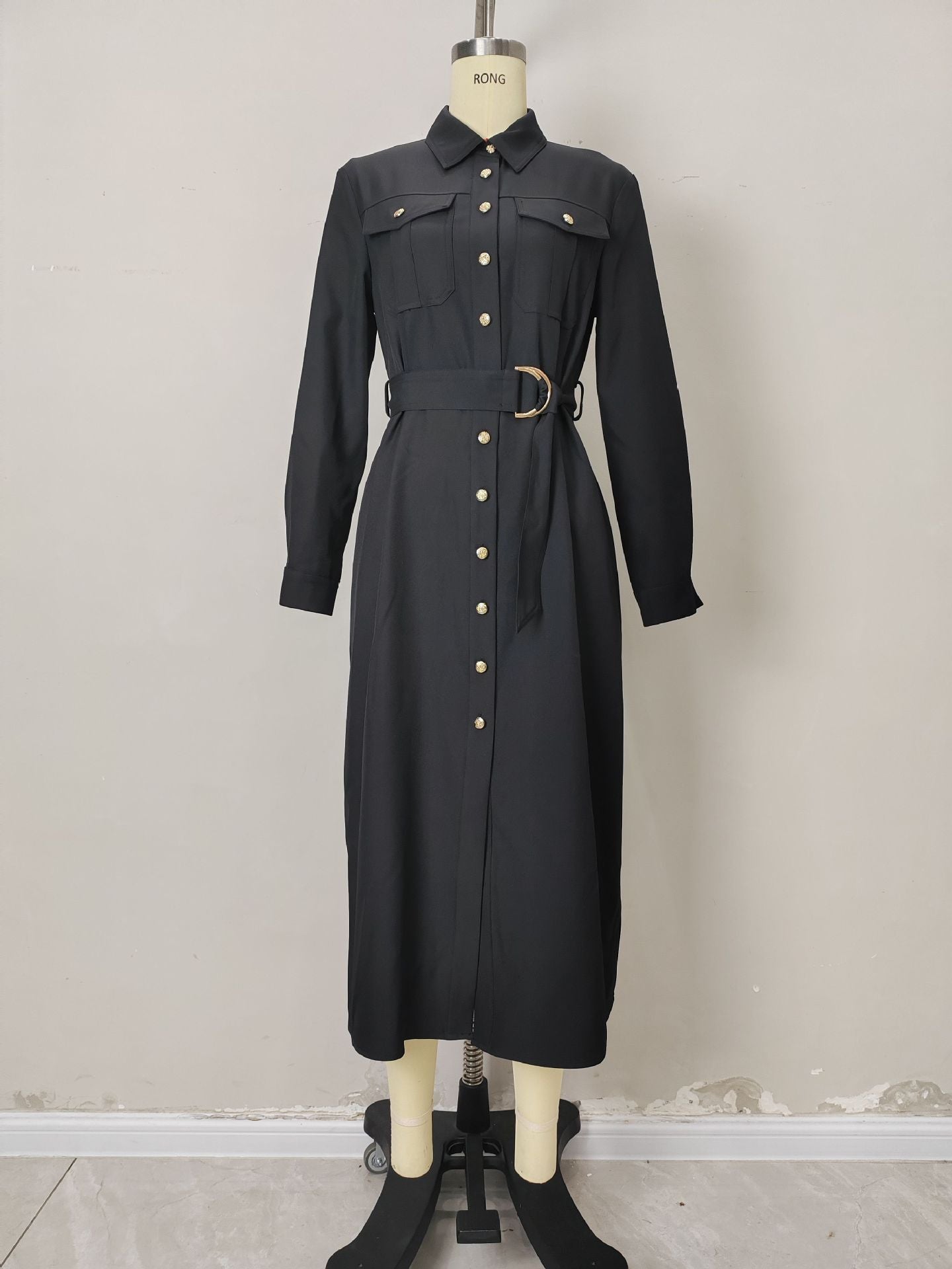 Black Button-Front Shirt Dress