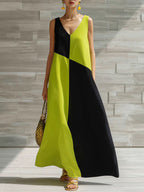 Color-Block Halter Maxi Dress