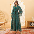 Mesh Embroidery Two-Piece Maxi Dress