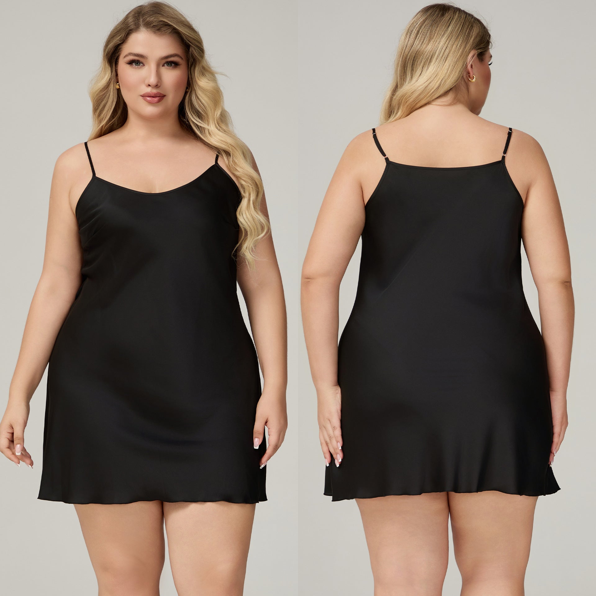 Satin Chiffon Strap Nightdress, Plus Size Main image