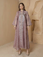 Beaded Embroidered Chiffon Maxi Dress