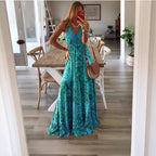 Floral Print Sleeveless V-Neck Maxi Dress