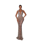 Halter Rhinestone Maxi Dress for women with a halter neck design