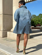 Turn-Down Collar Denim Dress