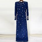 Slim-Fit Round-Neck Formal Maxi Dress for Women