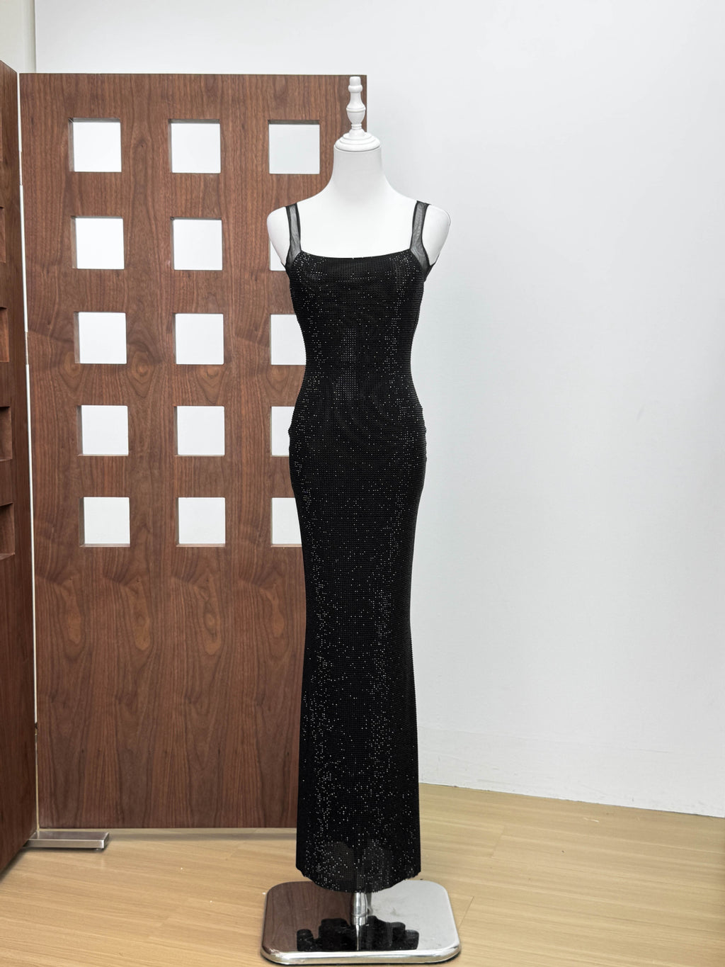 Rhinestone Strap Backless Bodycon Evening Gown for Women