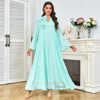 V-neck long sleeved loose skirt
