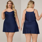 Satin Chiffon Strap Nightdress for Women, Sleeveless, Plus Size