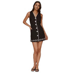 Single-Breasted Sleeveless Mini Skirt for Women