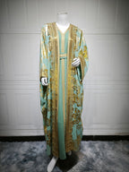 Gold Foil Trim Flared Two-Piece Dress Set Party Dress