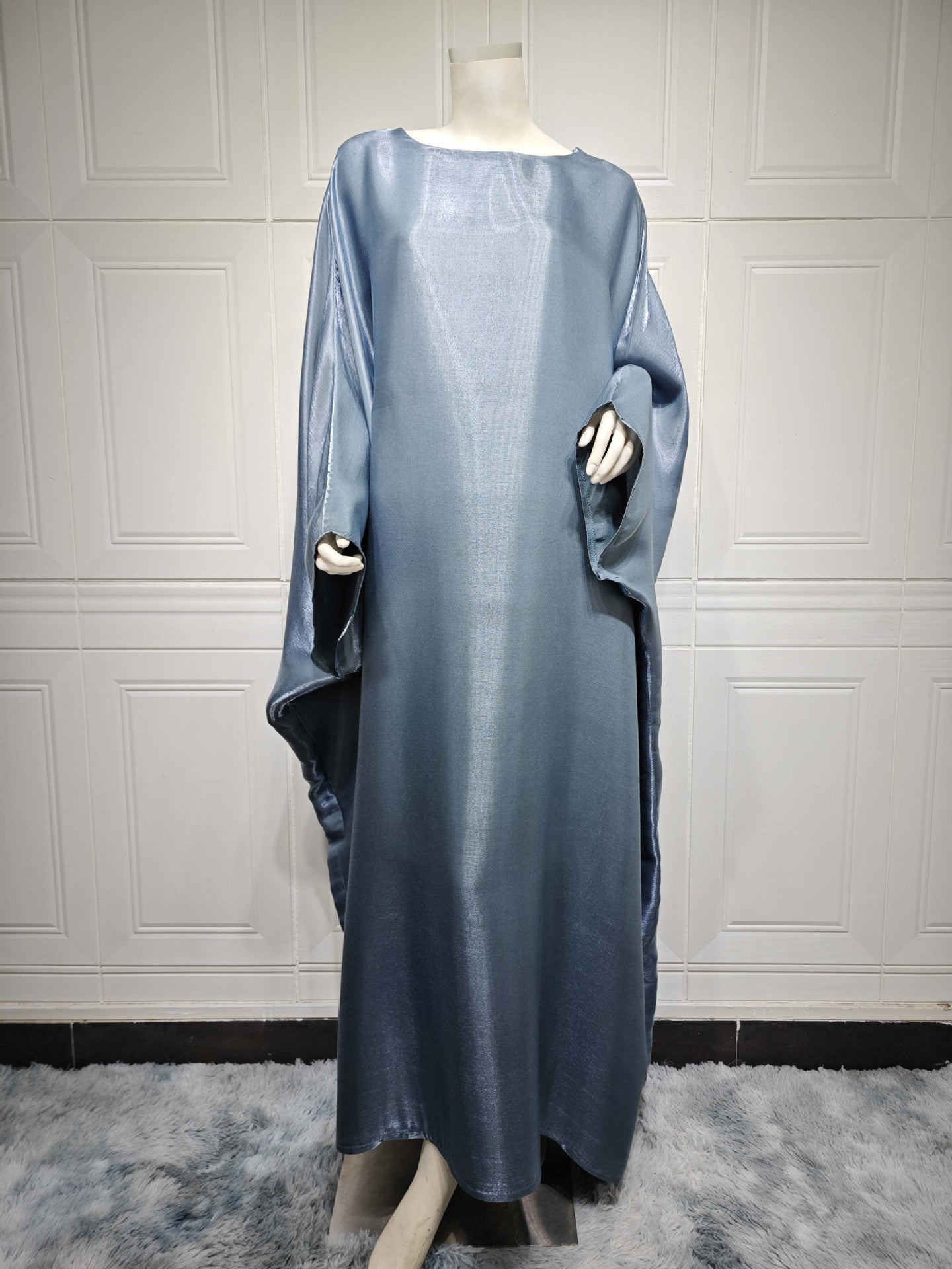 Shiny Satin Belted Maxi Dress