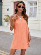 Eyelet sleeveless mini dress, feminine summer dress by Vilmere