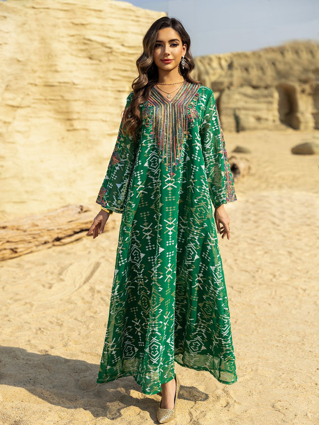 Embroidered Applique Maxi Dress