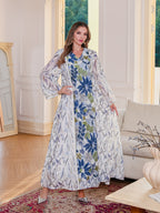 Floral Sequin V-Neck Maxi Dress