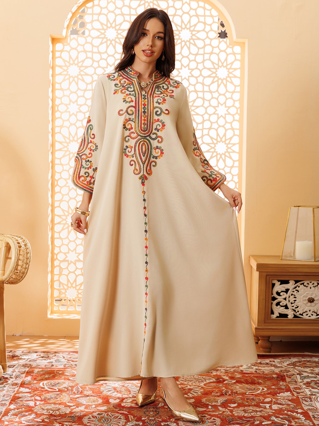 Embroidered Pullover Maxi Dress