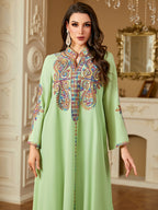 Pearl Embroidered Robe Maxi Dress