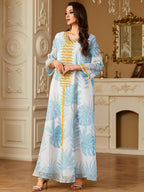 Light Blue Embroidered Maxi Dress