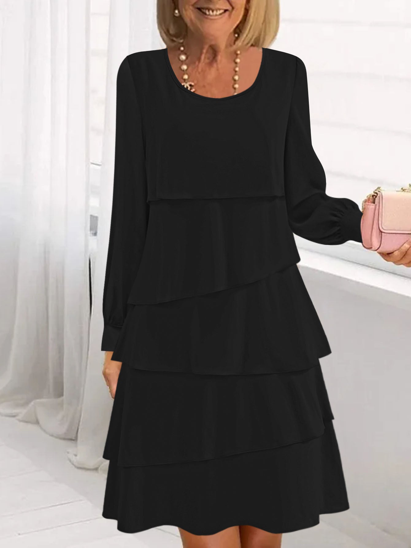 Pleated Cake Midi Dress