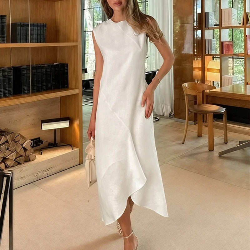 Aurora-Round-Neck Irregular-Hem Maxi Dress Secondary image