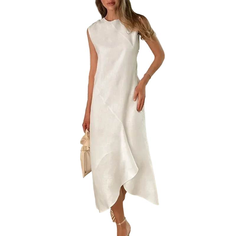 Round-Neck Irregular-Hem Maxi Dress for women with sleeveless Main image
