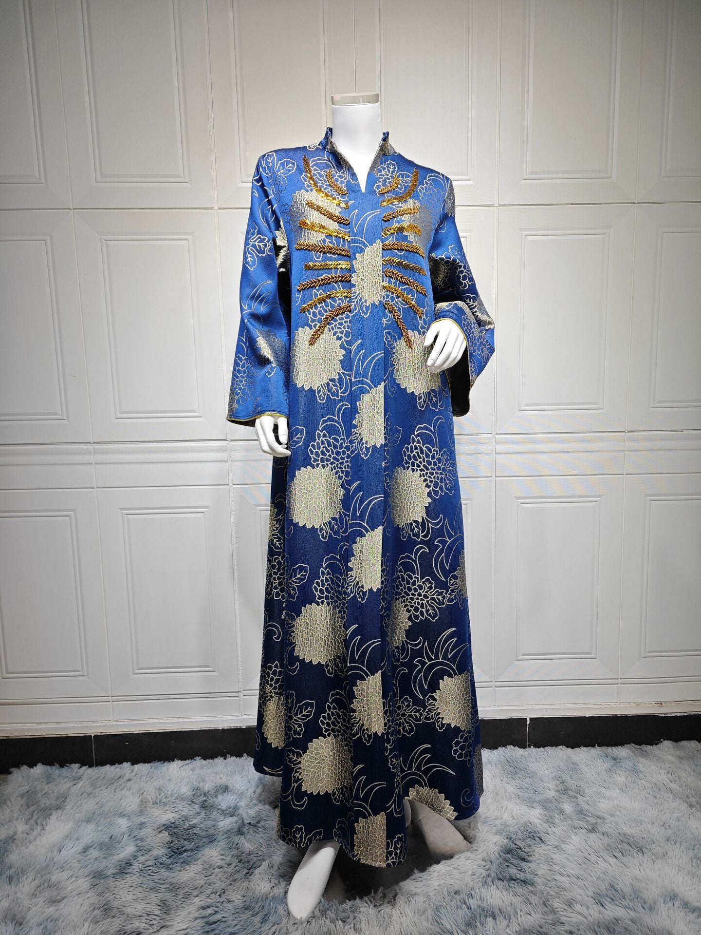 Embroidered V-Neck Maxi Dress