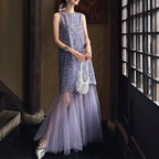 Beaded Embroidered Chiffon Maxi Dress