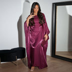 Shiny Satin Belted Maxi Dress