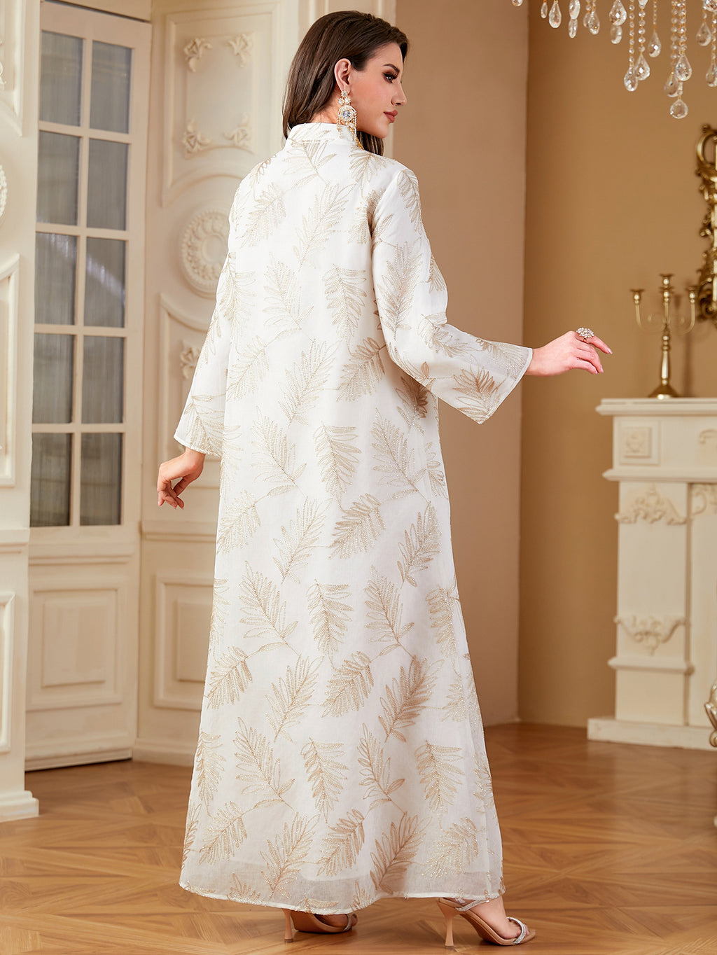 White Embroidered Robe Maxi Dress