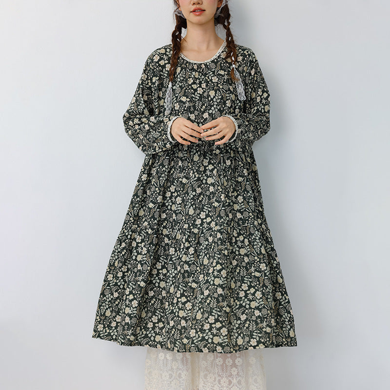 Printed Long Sleeve Relaxed Maxi Dress for Women