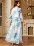 Light Blue Embroidered Maxi Dress