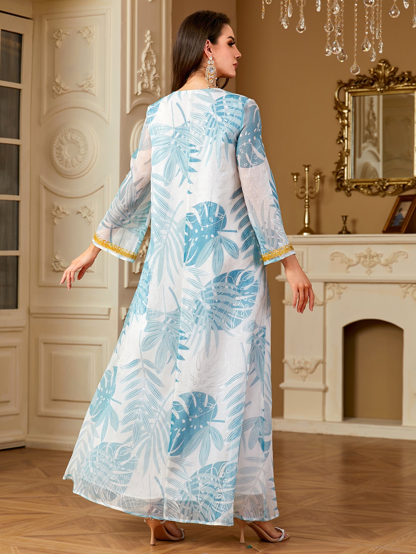 Light Blue Embroidered Maxi Dress