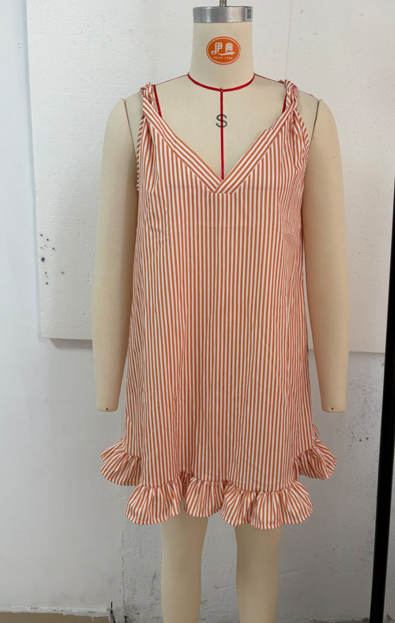 Striped Ruffle Mini Dress