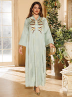 Embroidered V-Neck Maxi Dress
