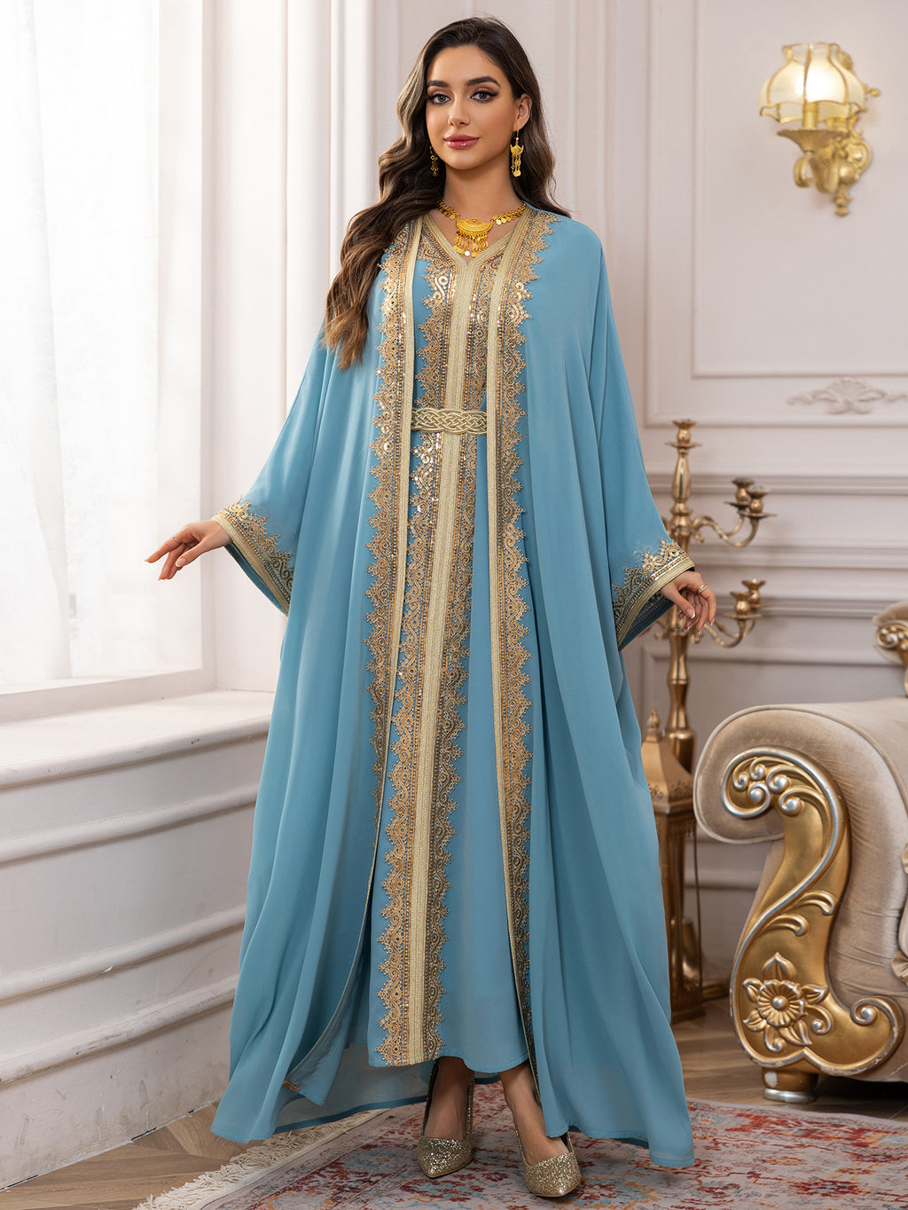 Two-Piece Chiffon Maxi Dress Set