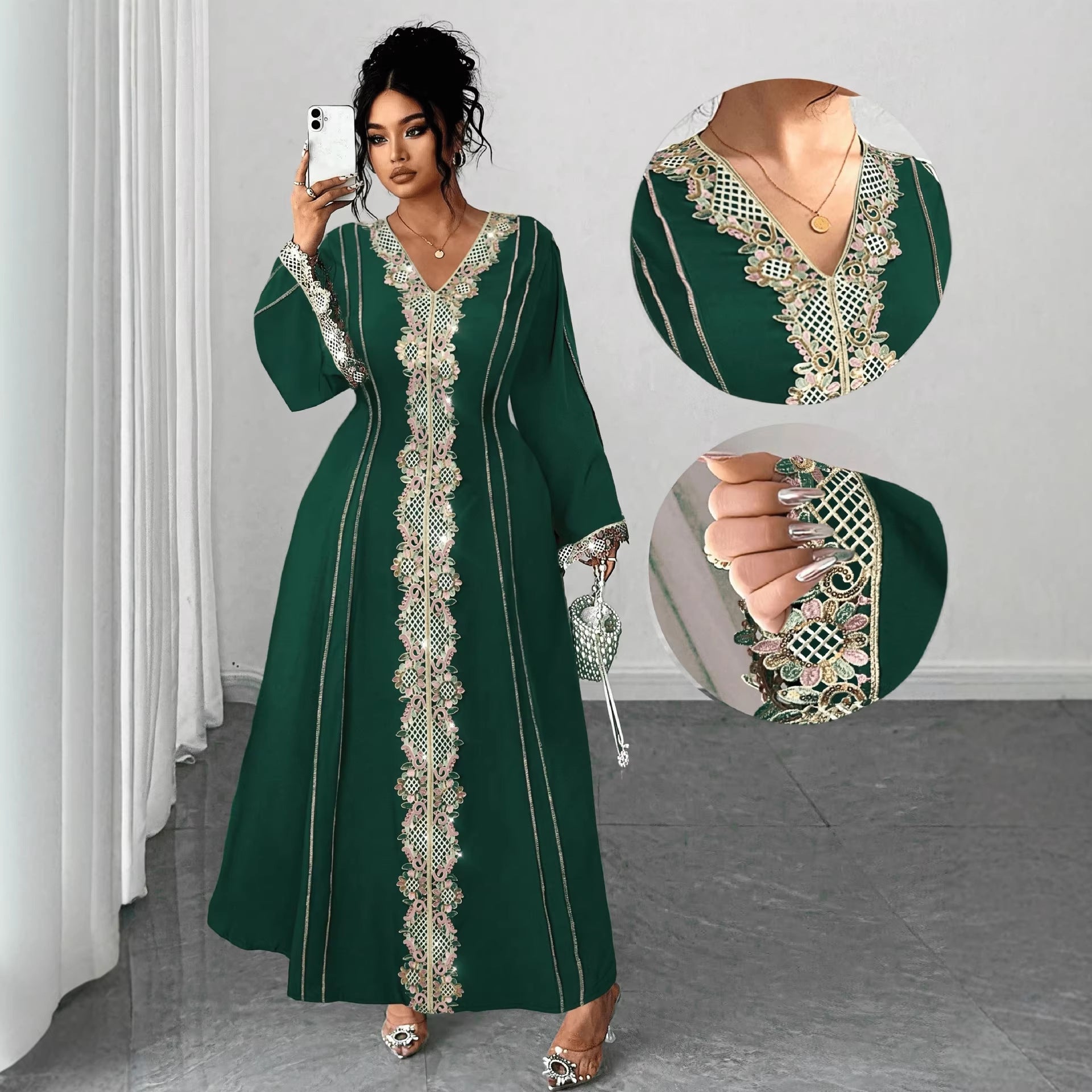 Lace Embroidered Plus-Size Maxi Dress