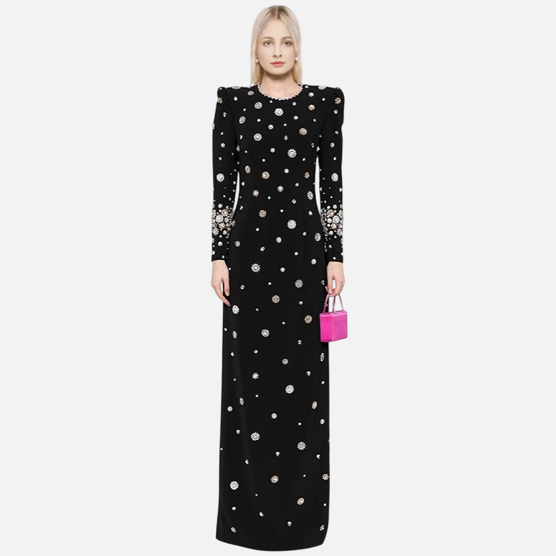 Slim-Fit Round-Neck Formal Maxi Dress for Women Main image