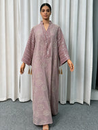 Long-Sleeve Embroidered Floral Maxi Dress