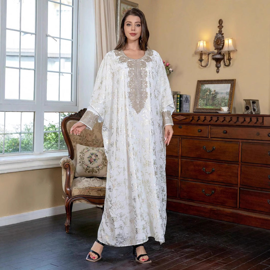 Round-Neck Long-Sleeve Maxi Dress