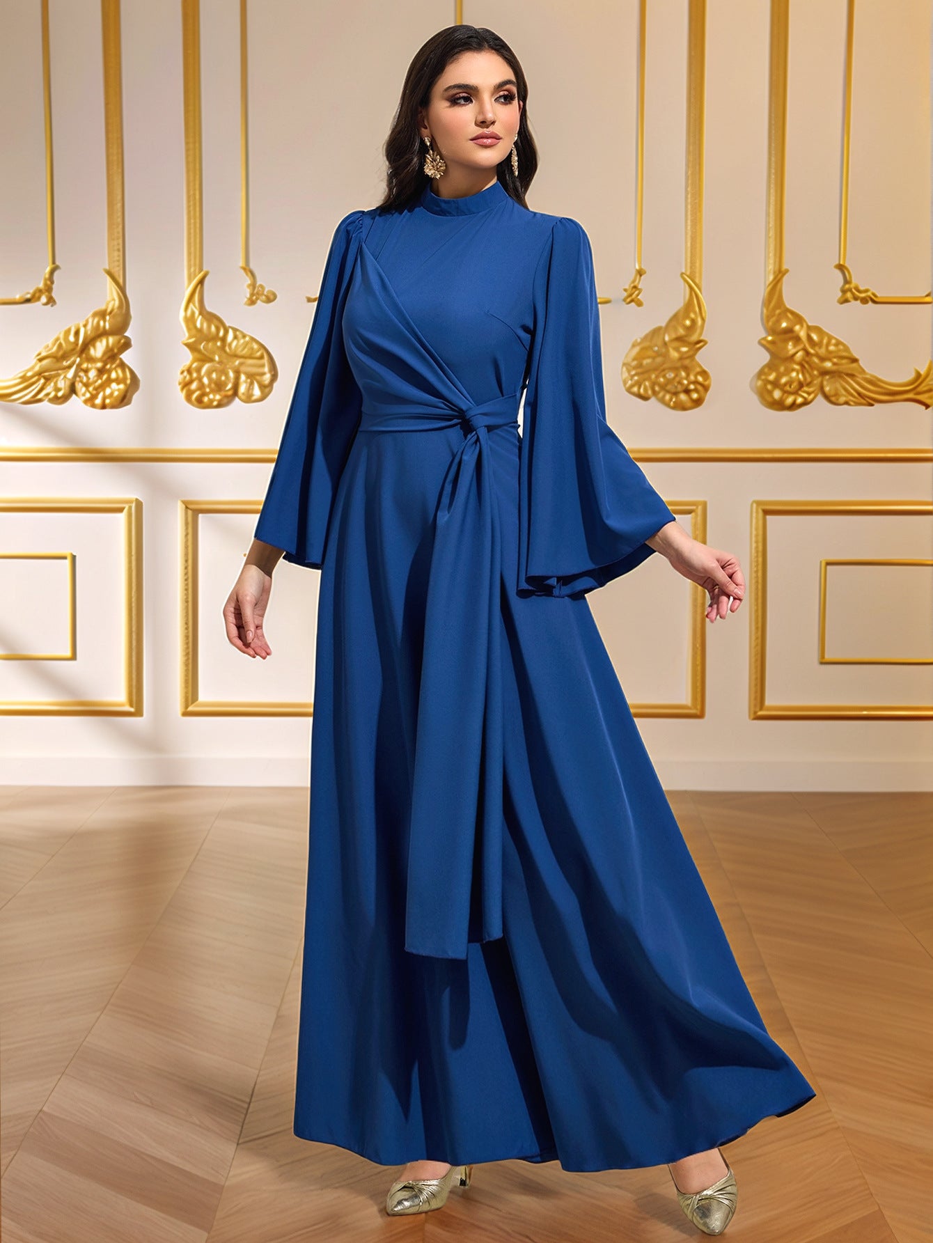 Cyan Blue Stretch Maxi Dress