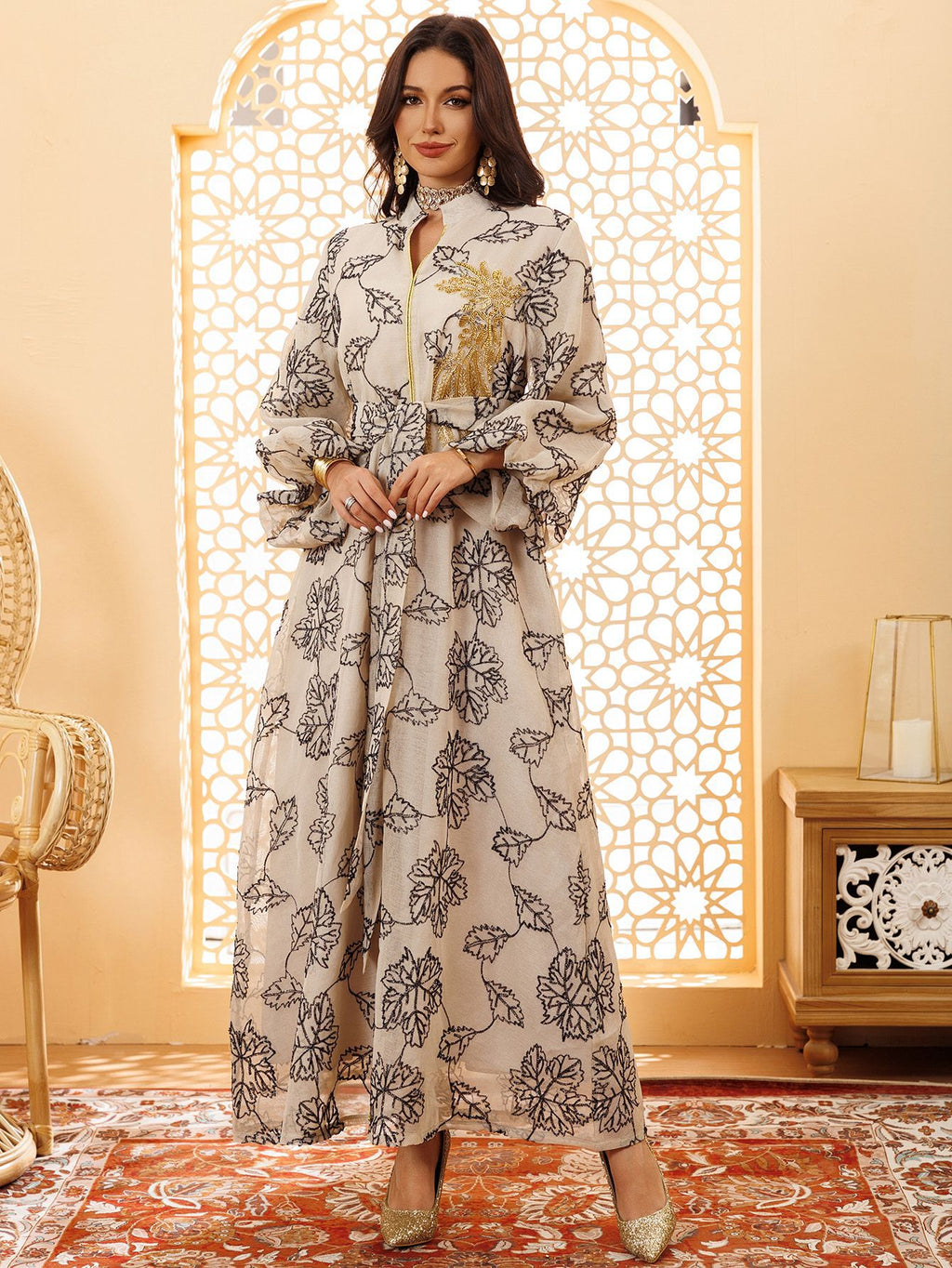 Embroidered Jalabiya Evening Gown