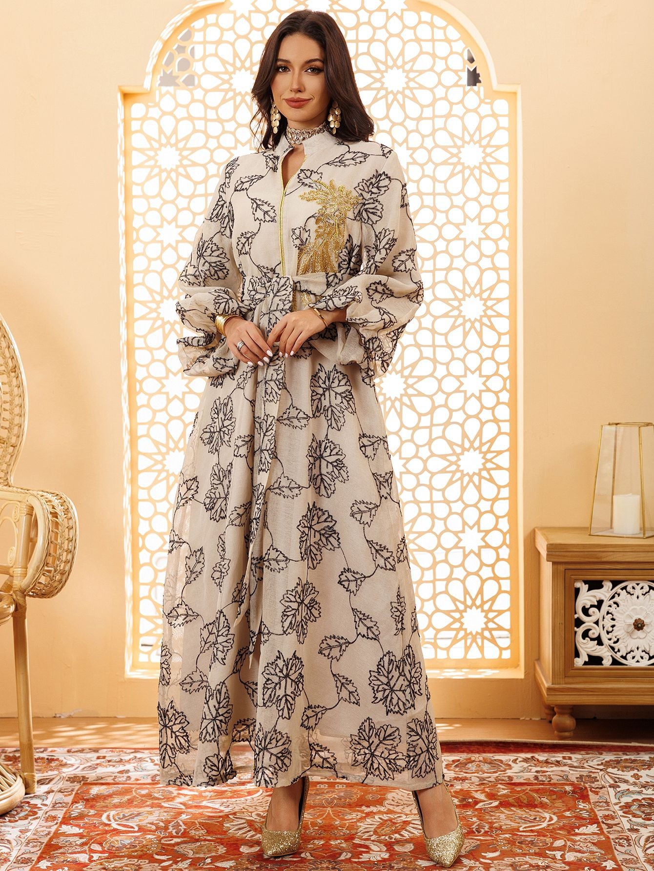 Embroidered Jalabiya Evening Gown