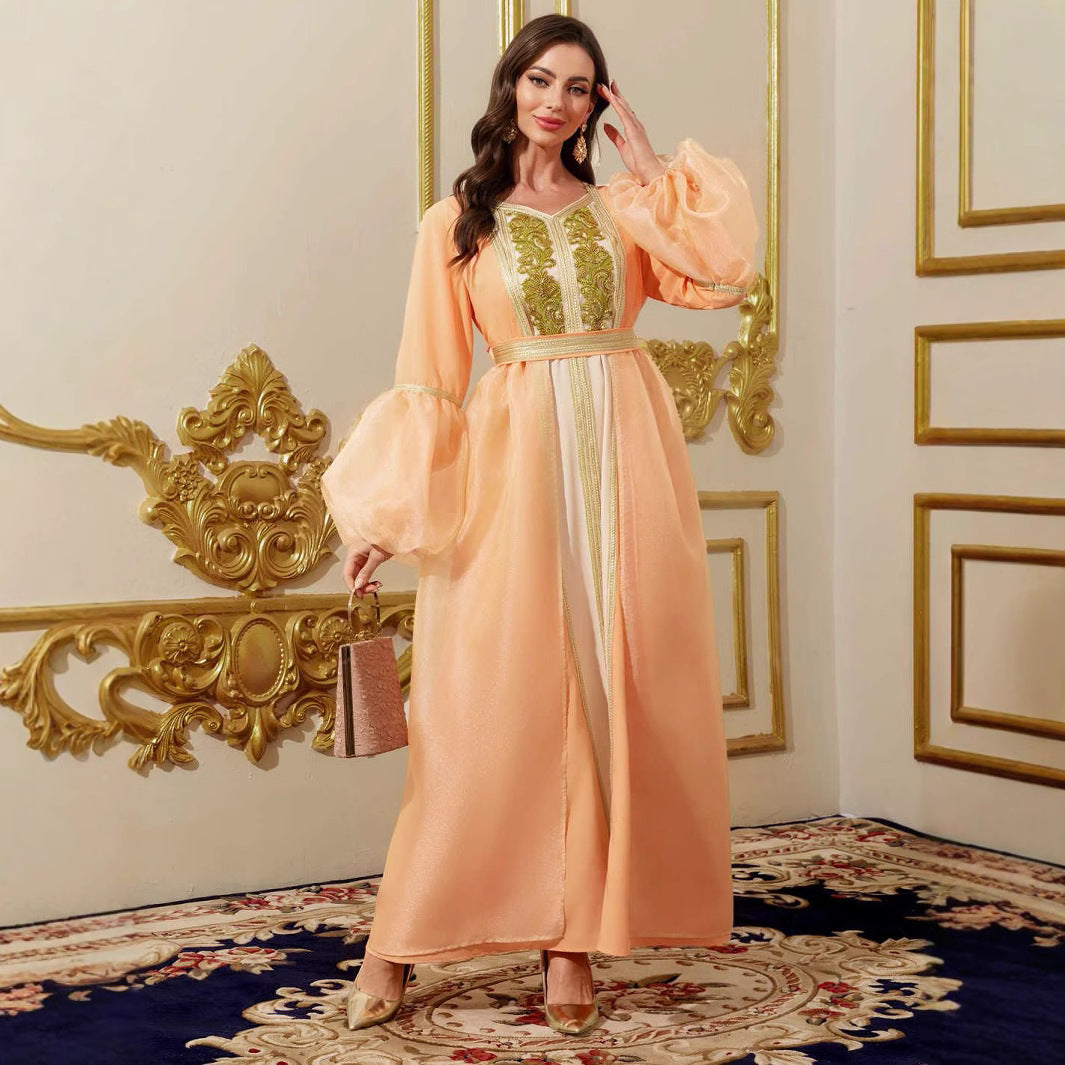 Orange Belted Robe Maxi Dress