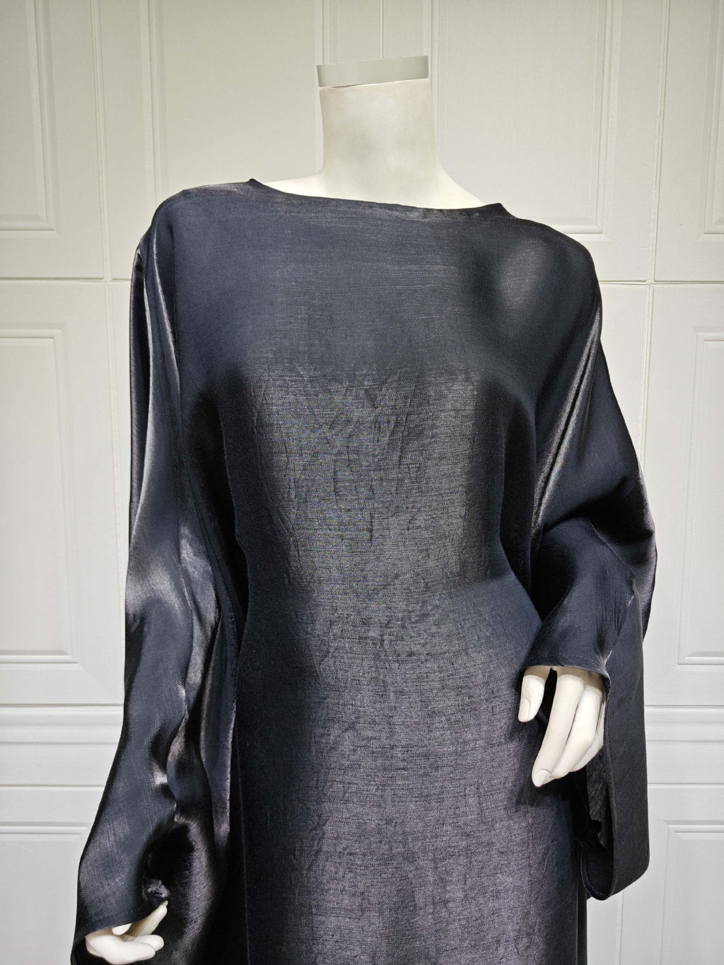 Shiny Satin Belted Maxi Dress