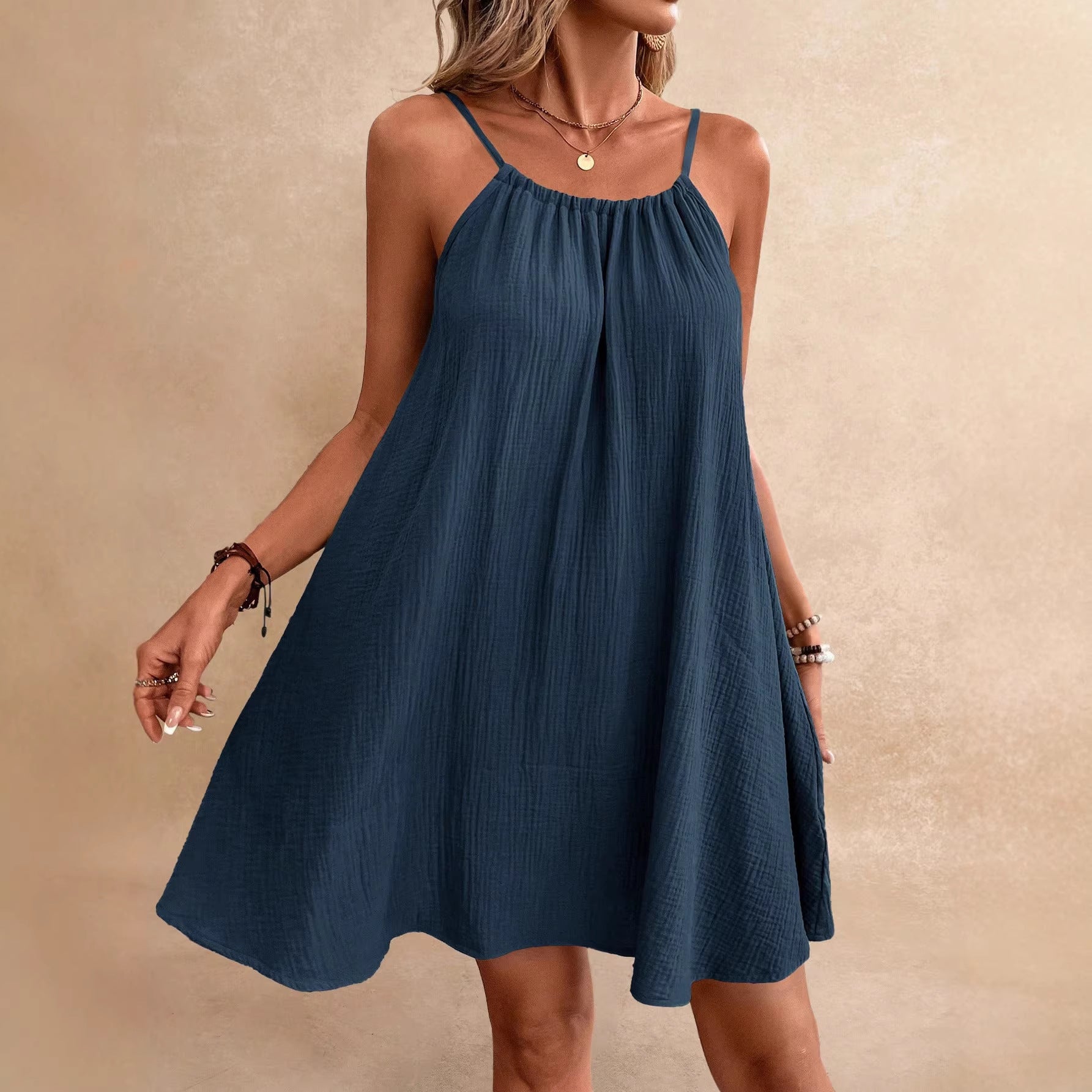 Backless Tie-Back Sleeveless Midi Dress