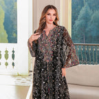 Embroidered Ethnic Robe Maxi Dress
