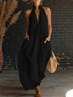 Sleeveless Stand-Collar Maxi Dress