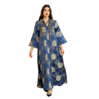 Embroidered V-Neck Maxi Dress for women with long sleeves