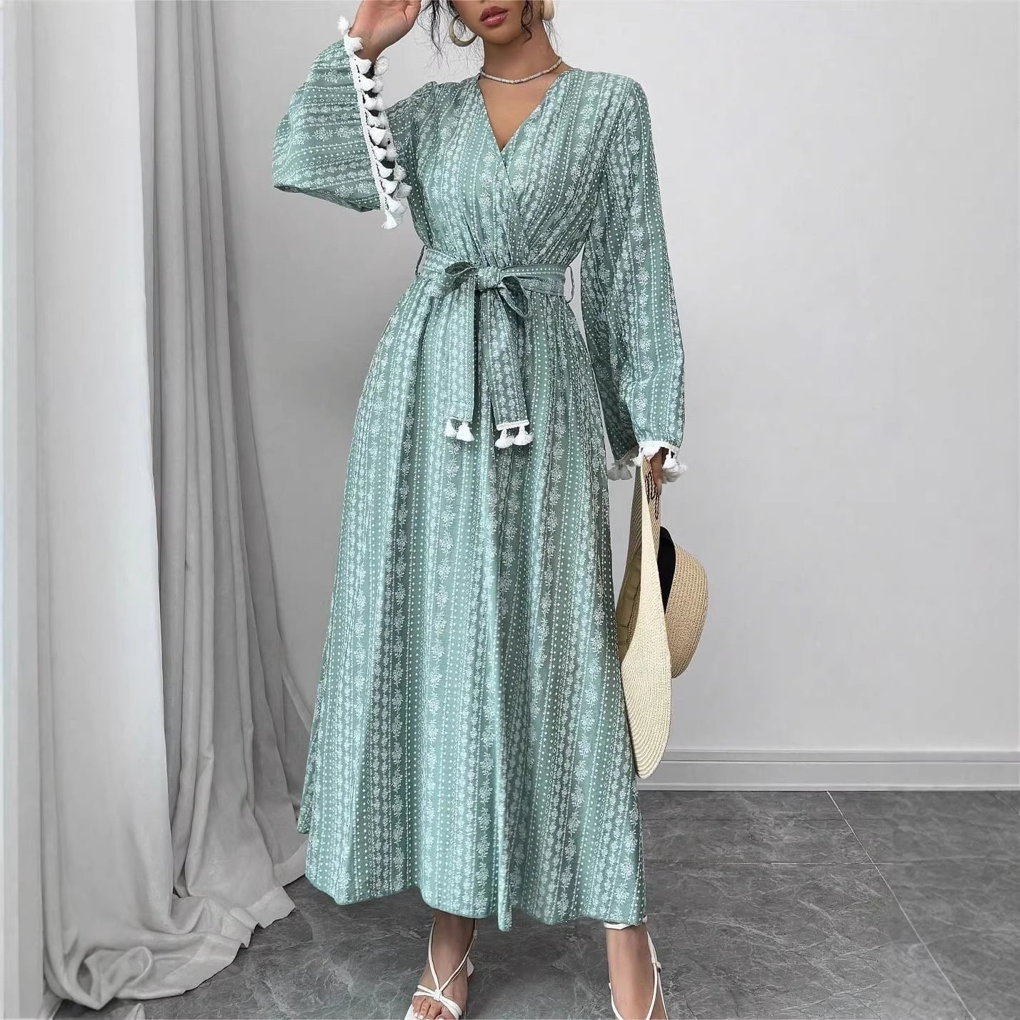 Eleanor-Tassel Color-Block Maxi Dress Secondary image